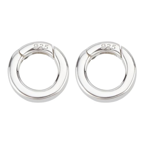SUNNYCLUE 1 Box 925 Sterling Silver Necklace Ring Clip Spring Gate Rings Spring O Ring Clasps Bracelet Necklace Shortener Clasp Carabiner Snap O Rings for Jewellery Making Clasps DIY Craft Supplies