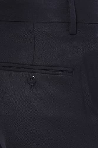 Image of Peter England Men Navy Solid Regular Fit Trousers