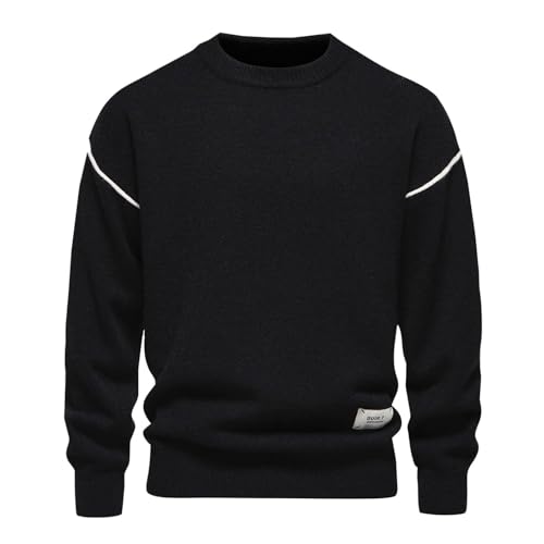 Men Sweater Round Neck Long Sleeve Sweater Textured Pullover Sweater Cable Knit Pullover Warm Winter Thermal Pullovers2