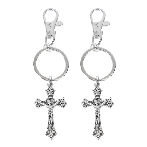 Angoily Llaveros de Cruz de Hierro y Plata 6 Piezas Colgantes Decorativos para Boda Regalos Comunión Invitados Navidad