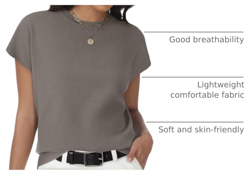 Image of Womens Tops Summer Sweaters Short Sleeve Shirts Dressy Casual Basic Casual Cap Sleeve Tops Beach Vacation Clothes