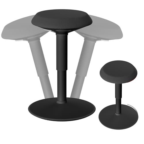 HENGMEI Taburete ergonómico de oficina, taburete de pie, reclinable 360°, taburete de escritorio con efecto oscilante (43-61 cm de altura, redondo, negro)