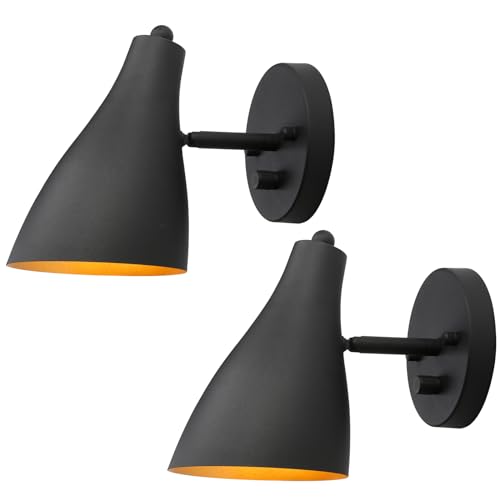 Image of Pathson Set of 2 Adjustable Wall Sconce with Dimmer Switch, Vintage Bedside Wall Vanity Lighting, Hardwired Metal Wall Light Lamp for Bathroom Bedroom Living Room Kitchen Sink Farmhouse