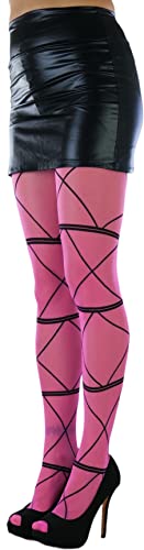 Image of ToBeInStyle Women's Strappy Zig Zag Lace Up Bandage Print Fashion Goth Tights
