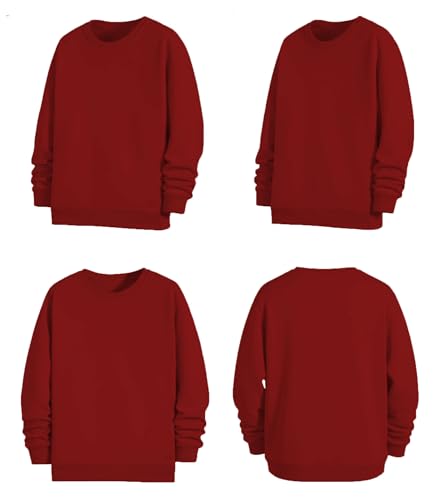 Image of THE BLAZZE Women's Fleece Stretchable Full Sleeves Sweatshirt Regular Fit Round Neck Casual Winterwear for Girls and Womens VBW5 7800 34 RED