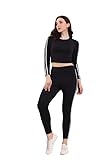 Cozimi Atheletic Striped Gym Running Sports Track Suit | Regular Casual Fit Round Neck | Runing Wear, Gym Wear, Track Suit for Girls & Women