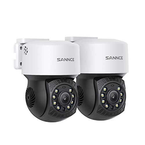 SANNCE PT Digital Zoom Camera 1080P, Pan 350° Tilt 90° Outdoor Security Camera 2MP, 30 M Night Vision for Analog CCTV Surveillance System, Remote Access, Including Adapter (2 Cameras)