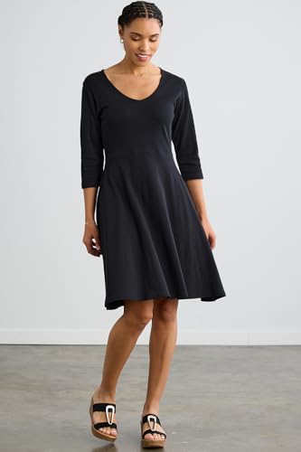 Image of Fair Indigo Women's 100% Organic Pima Cotton Half Sleeve V-Neck Dress