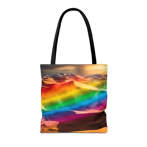 Premium Reinforced Stitching Tote Bag - A Rainbow Sandstorm in a Desert2
