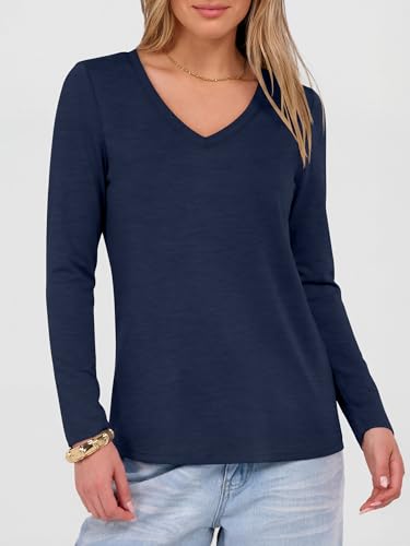 Image of ANRABESS Long Sleeve Shirts for Women Wrinkle Free V Neck Fall Top