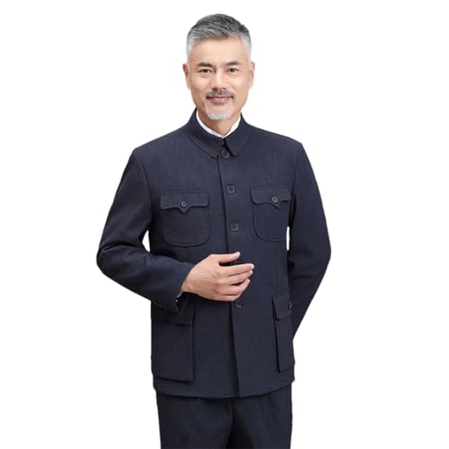 Men's Zhongshan China Style Jacket Solid Color Single Breasted Lapel Casual Long-Sleeved Coat