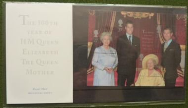 The 100th year of HM Queen Elizabeth The Queen Mother presentation Pack. NO.MO4