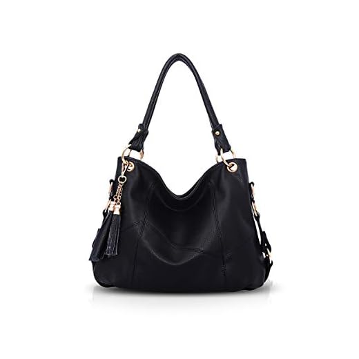 NICOLE & DORIS Sac à Main Femme Grand Mode Sac Epaule Sac à Bandoulière en Cuir Sac Cabas Fourre-Tout Shopping Voyage avec des Glands Noir