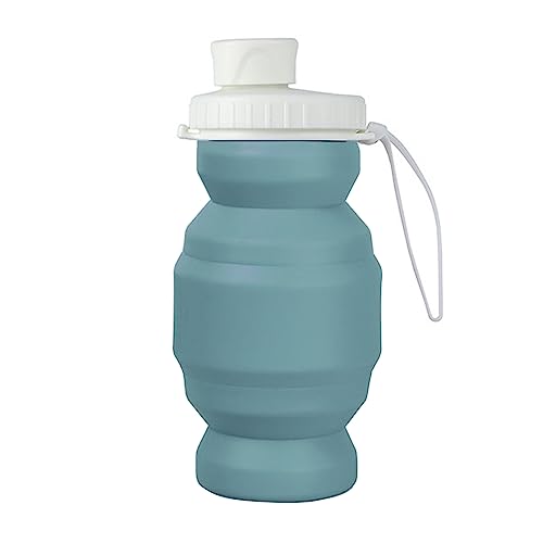 HUANGENG Botella de agua reutilizable de silicona de 320 ml para gimnasio, camping, senderismo, a prueba de fugas, botellas de agua deportivas