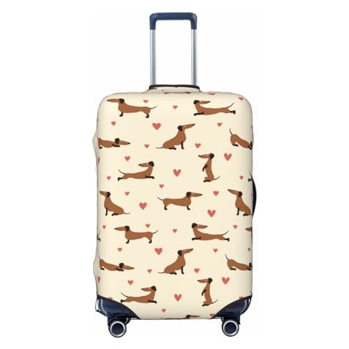 Heart Dachshund Luggage Cover Protector Anti-Scratch Washable Fits 18-32 Inch Luggage-Large