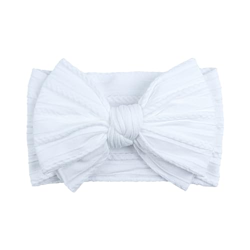 LemonSpace Handmade Baby Girls Bows Soft Stretchy Nylon Hair Bands Hair Accessories Baby headbands with Bows for Newborn Baby Girls Infant Toddlers Kids(White