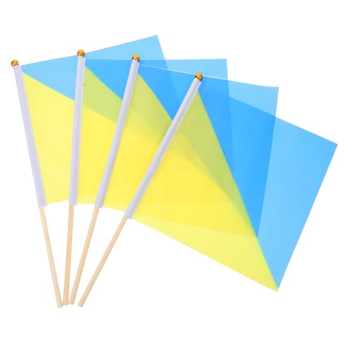 BESPORTBLE 4pcs Navy Signal Flag Set 25x25cm Polyester Wood Pole Referee Commanding Flag
