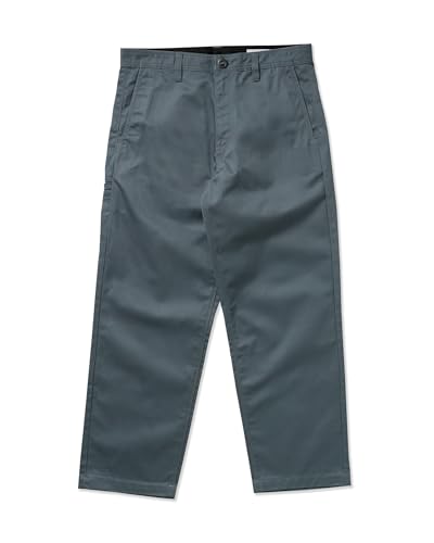 Volcom Men's Frickin Skate Loose Baggy Fit Chino Pants – Relaxed Tapered 17″ Leg Opening, 30″ Inseam, Two‑Tone Topstitch Side Seams, Dark Slate, 32