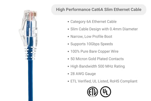 Cable Ethernet Cat6A 3ft Azul CablesAndKits miniatura 2