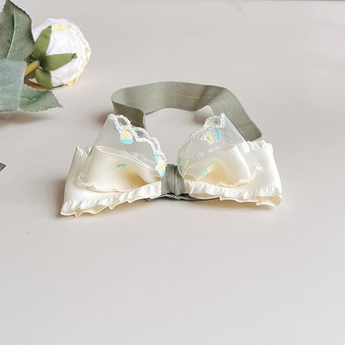 Cute Baby Girls Headbands Hair Bows Stretchy Bow-knot Hairband Soft Cotton Tulle Hair Accessory for Newborn Infant Toddler (Off White B, Elastic)4