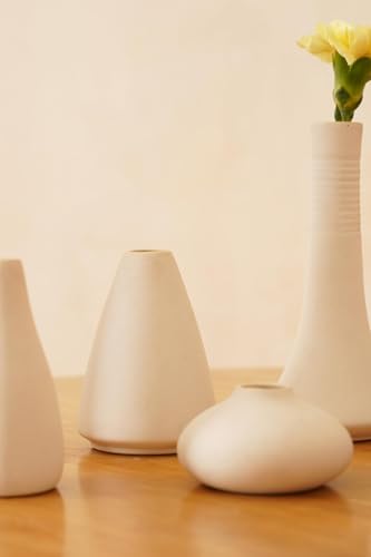 Image of PUREZENTO White Japanese Ikebana Vase - Set of 6 | Unique Geometric Shapes Vase for Decor Centerpiece & Showpiece | Decorative Vases for Home, Living Room, Office & Tabletop Decorations
