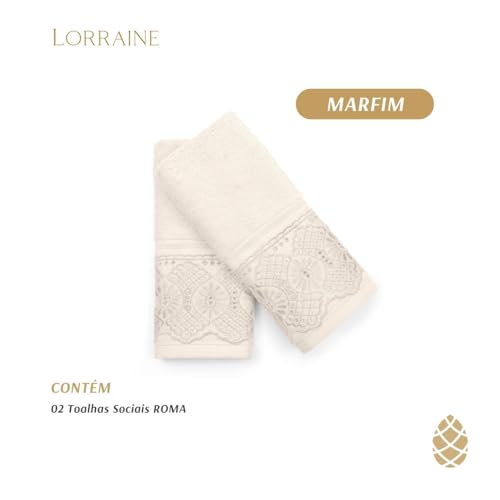 Buettner, Kit 2 Toalhas de Lavabo Social Roma Egípcio Buettner 30x50cm Cor:Marfim 124