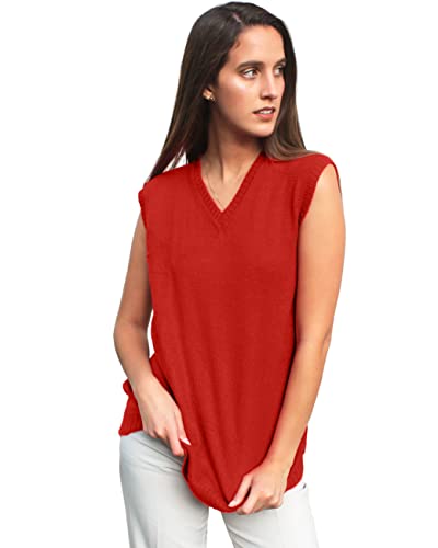 Image of TINKUY Peru Women's Alpaca Wool V-Neck Sweater Vest - Soft Knitted Pullover - Authentic Peruvian Wool - Sizes S-2XL