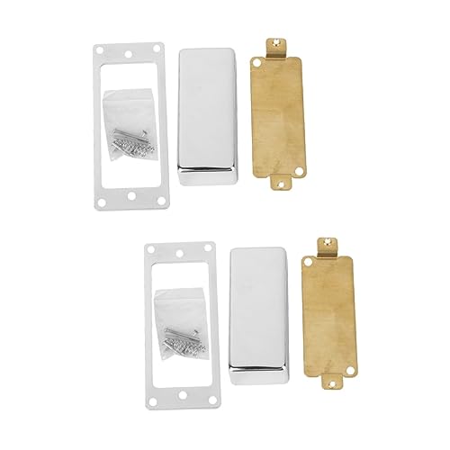 COSMEVIVI 4 個 ネックブリッジ エレキギター交換用アクセサリー ハムバッカーピックアップカバー ギターピックアップカバー ハムバッカーカバー ハムバッカーピックアップフレーム Silver