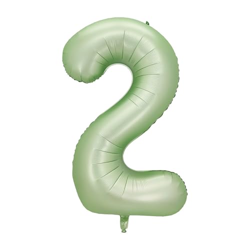 Alaoo Foil Ballons,Numéro 2 Ballons Fête Grands 40pouces,Ballon Anniversaire pour Femmes Filles Enfants pour Décoration Fête à Thème Vert Olive Remise...