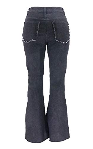 FOURSTEEDS Women's High Waist Patchwork Flared Jeans Hippie Color Blocked Distressed Bells Bottom Denim Pants4