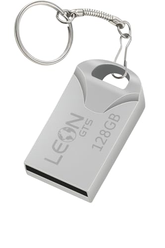 Pendrive 128GB USB 2.0 Metálico - Compacto Portátil Armazenamento Seguro Alta Velocidade Transferência de Dados Plug Play para PC Notebook Rápida Leve Resistente Prateado Chaveiro Sem Tampa (128, GB)