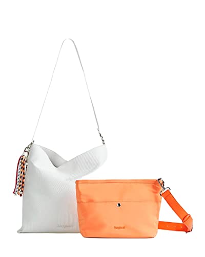 Desigual Bols_RAPSODIA BUTAN, Sac Shoulder Femme, Blanc, Taille Unique