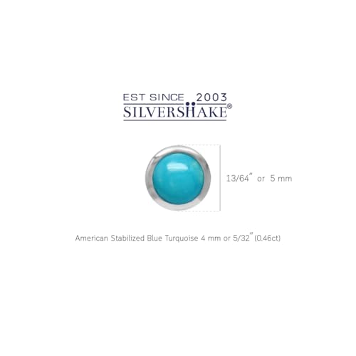 Silvershake 4mm Petite Genuine Round Shape Arizona American Turquoise 925 Sterling Silver Stud Earrings Jewelry for Women and Second or Third Hole3