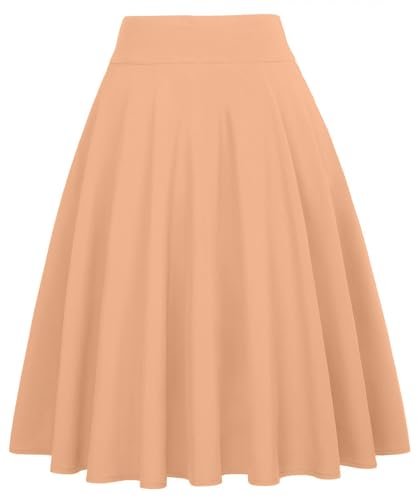 Image of FRAULEIN Women's Flared Pleated Maxi Skirt High Waist A-Line with Pockets and Belt Accessories [Small-Plus Size]