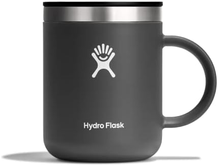 HYDRO FLASK - Travel Coffee Mug 354 ml (12 oz) - Vacuum Insulated Stainless Steel Travel Mug with Handle and Press-In Lid - BPA-Free - Stone
