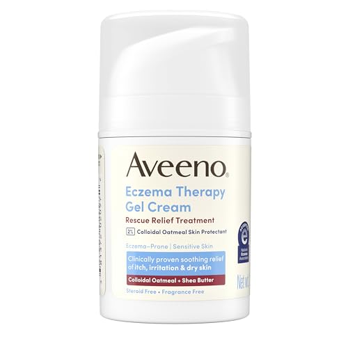 Image of Aveeno Eczema Therapy Rescue Relief Treatment Gel Cream, Daily 2% Colloidal Oatmeal Skin Protectant Formula Instantly Soothes & Cools Itchy Dry Skin Flare-Ups, Steroid & Fragrance Free, 1.5 oz