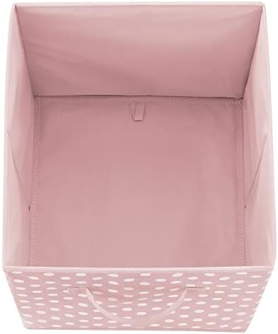 mDesign Set of 2 Storage Box Made of Fabric  Nursery Cupboard Organiser for Clothes and Accessories  Compact Fabric Box for The Children's Room with Polka-Dot Pattern  Light Pink/White