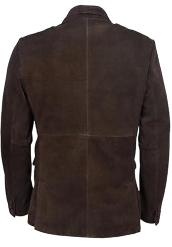 Men's Retro Slim Suede Blazer Single-Breasted Business Casual Jacket with Pockets3