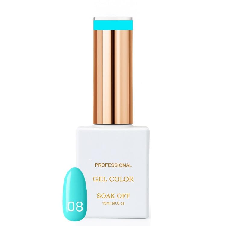 Kamz UV Gel Nail Polish for Women, Professional Turquoise Blue Shade 08 Soak Off Gel Color, Glossy Long Lasting Nail Paint for Salon Style Manicure, LED Cure, 15 ml Bottle-image-46