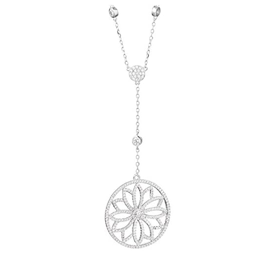 Collar de plata de ley 0925 con pavé de cristal brillante formas un delicado roseta flores