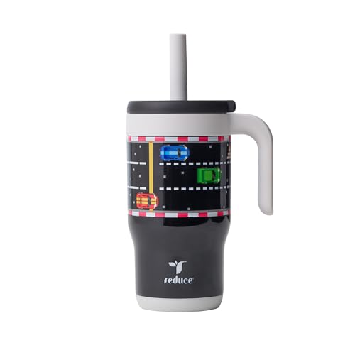 REDUCE CHILLER Travel Mug - 14 oz Insulated Stainless Steel Kids Tumbler with Spill-Proof Silicone Straw, Stays Cold 18 Hours, Dishwasher Safe – for School & Travel - Racer