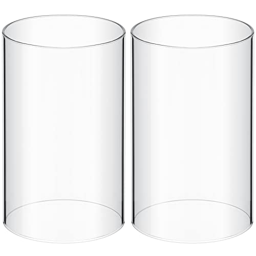Cabilock 2 Pcs Windproof Lampshade Flame Glass Holder Glass Candle Cylinders Clear Candle Tube Glasses Holder Candle Shade Pillar Candles Candle Tube Cover Menorah Lantern Replace
