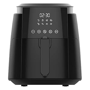 KUMTEL 5,5 l XL digitale airfryer 1500 W met 8 vooraf ingestelde functies en 60 minuten timer, heteluchtfriteuse voor gezond olievrij koken, bakken, grillen, intelligente temperatuurregeling, zonder