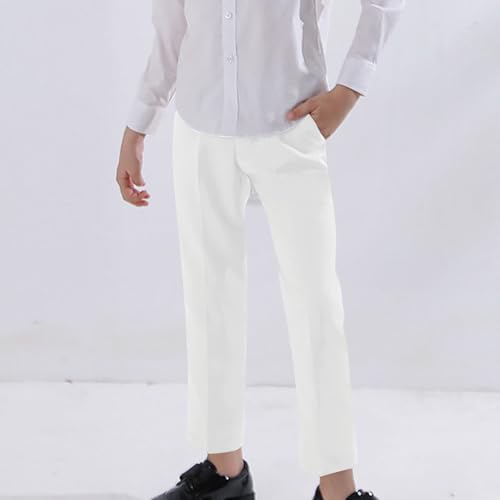 Boys Dress Pants Toddles Uniform Trouser Solid Color Straight Leg Elastic Waist Kids Back to School Clothes3