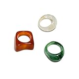 4/5Pcs Lovely Resin Crystal Inlaid Ring Vintage Colorful Acrylic Rhinestone Band Ring for Women...