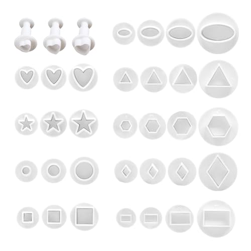 32-teilige Fondant-Schneideform, Backpresswerkzeug, mehrförmige Frühlingsform, Pressplätzchenform, Kolbenschneider-Set