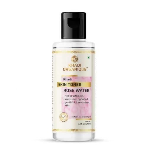 Khadi Organique Rose Water Face Toner | for Oily Acne Prone & Dry Combination Skin | Gulab Jal for Hydrating, Pore Tightening, Moisturizing & pH Balance | Alcohol-Free | For Men & Women - 210 ml