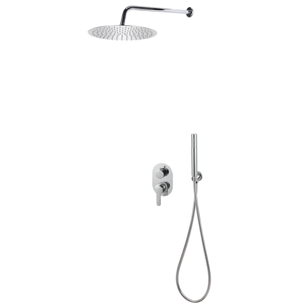 Sistema doccia in acciaio inox 201 argento con soffione rotondo 30 x 30 cm, doccetta 2,8 x 22 cm, 140 ugelli anticalcare, tubo flessibile da 150 cm, montaggio a parete, doccia benessere per