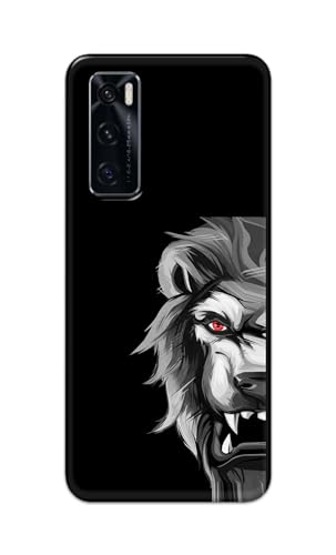 Image of PRINTFIDAA Printed Hard Back Cover Case for Vivo V20 SE Back Cover (Angry Lion) -112