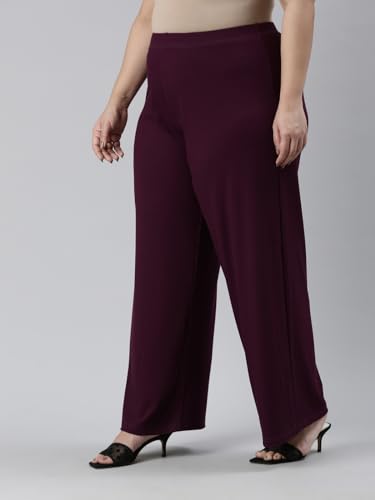Image of GO COLORS Soft Rayon Blend Rib Palazzo Full Length for Women| Breathable, Mid Rise